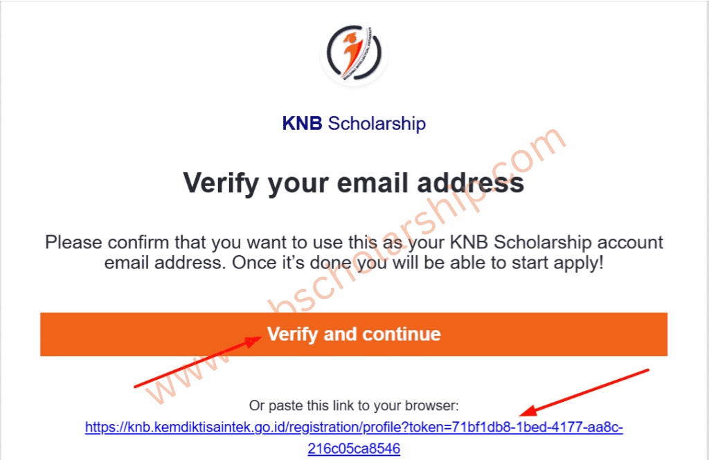 KNB Scholarship Verify your Account by Email Verification