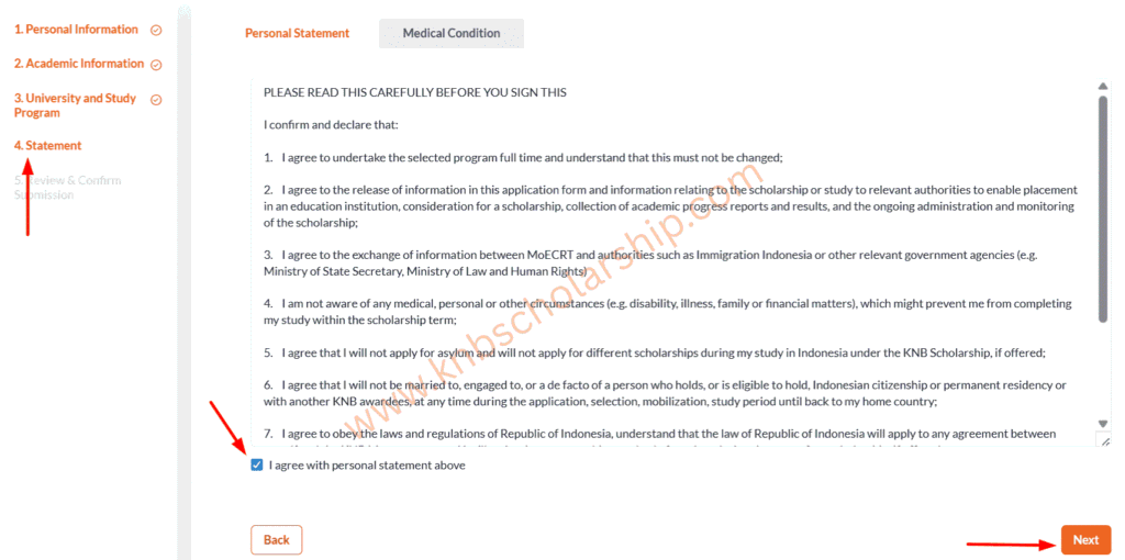 Fill Out Statement Section